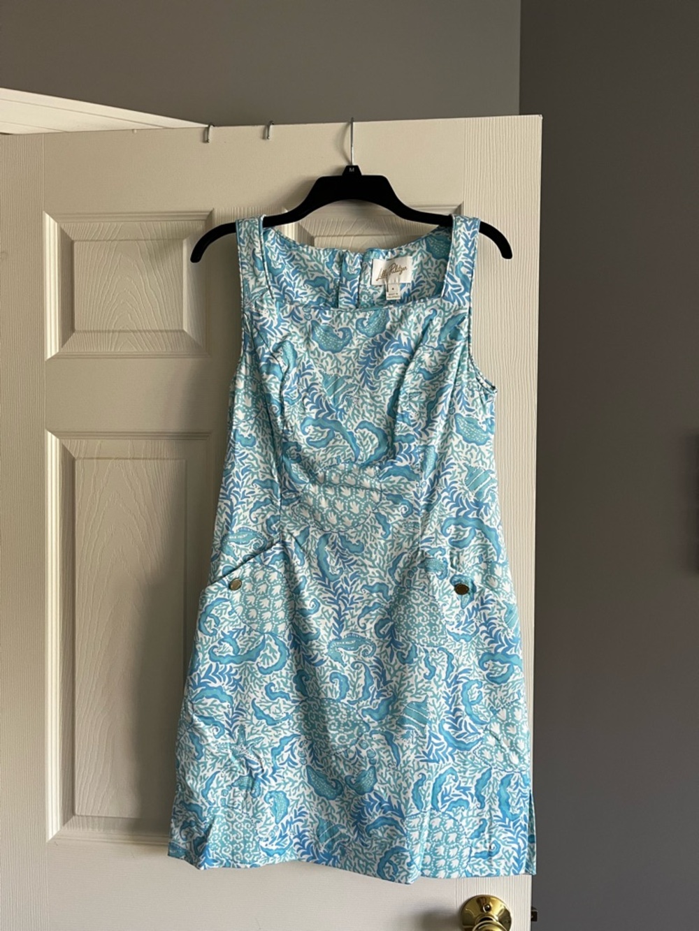 Lilly Pulitzer Light Blue & White Printed Sleeveless Mini Dress